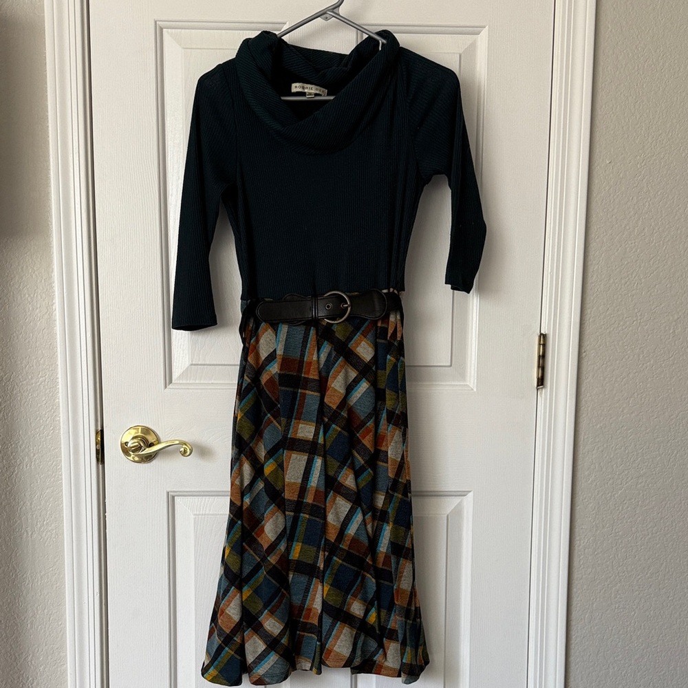 Stylish Plaid Dress with Belt (PS)